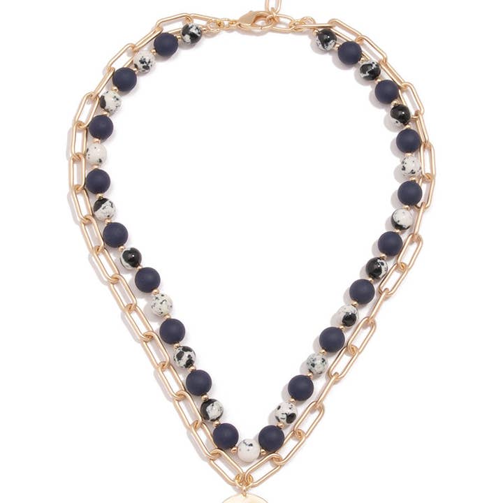 ZENZII Jewelry - Wholesale Pendant/Charm Necklace - Mixed Bead & Links Layered Pendant Necklace5