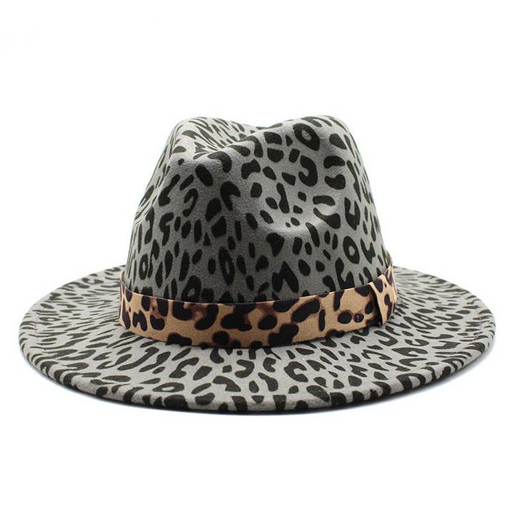 DOUBLJU - Wholesale Fedora - Unisex - FASHIONABLE NEW LEOPARD PRINT FEDORA HAT_CWAH26747