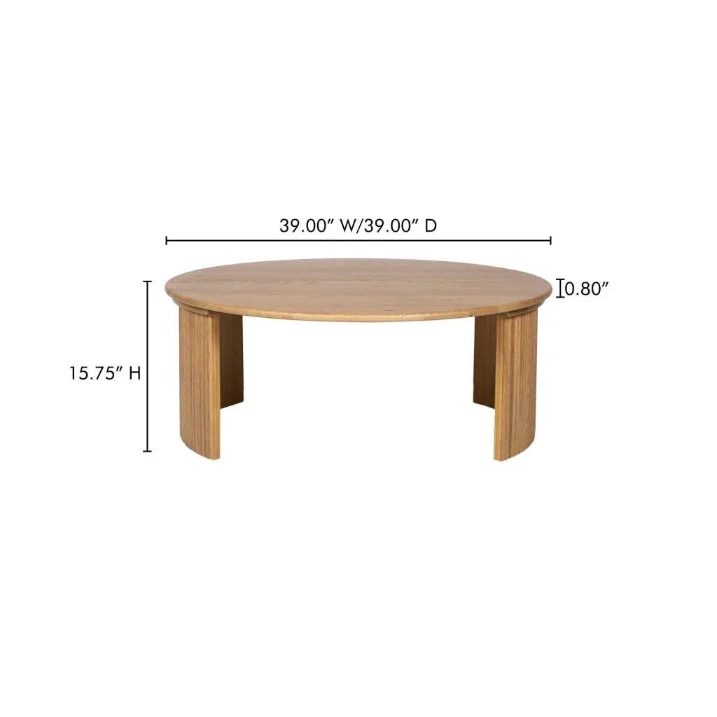 LOOMLAN - Wholesale Coffee Table - Penny Solid Oak Top Round Coffee Table49