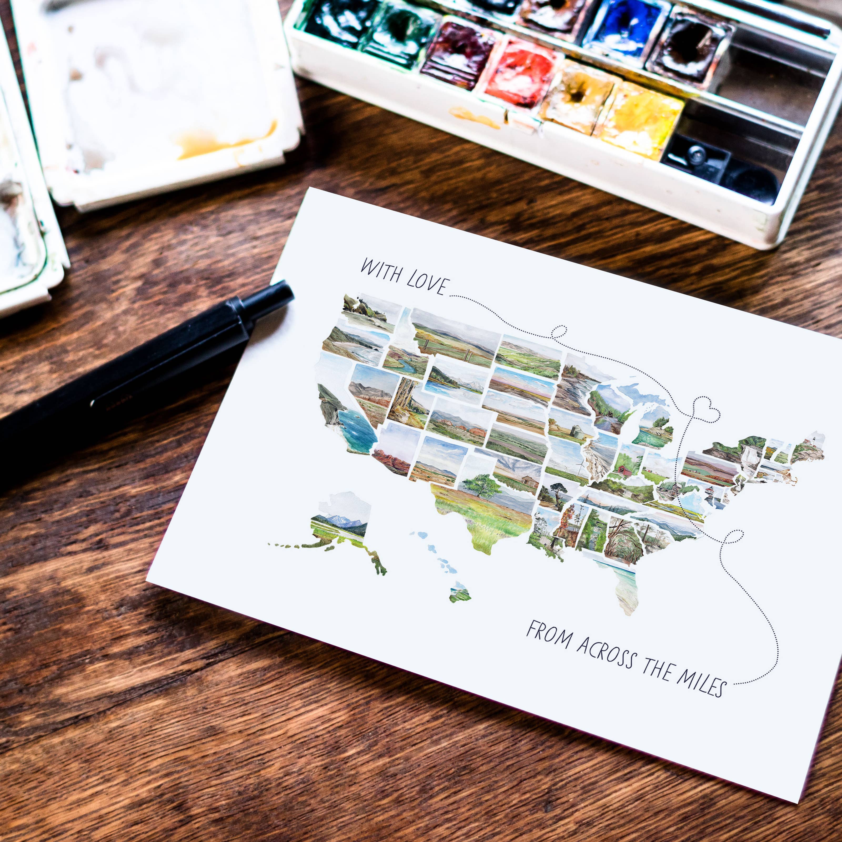 Rachel Alvarez Art - Wholesale Postcard - long distance state postcard3