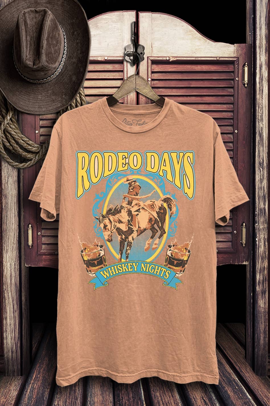 Lotus Fashion Collection - Venta al por mayor Camiseta estampada - Mujer - Camiseta estampada Rodeo Days Whiskey Nights5