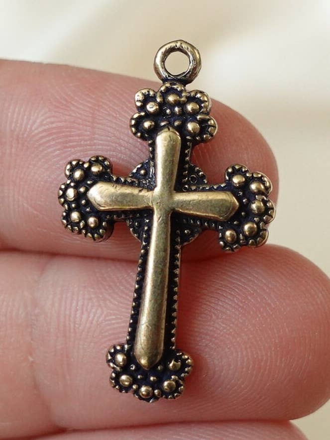 Collar de cruz de bronce, cruz de bronce, colgante de cruz para venta al por mayor de SilverLiza