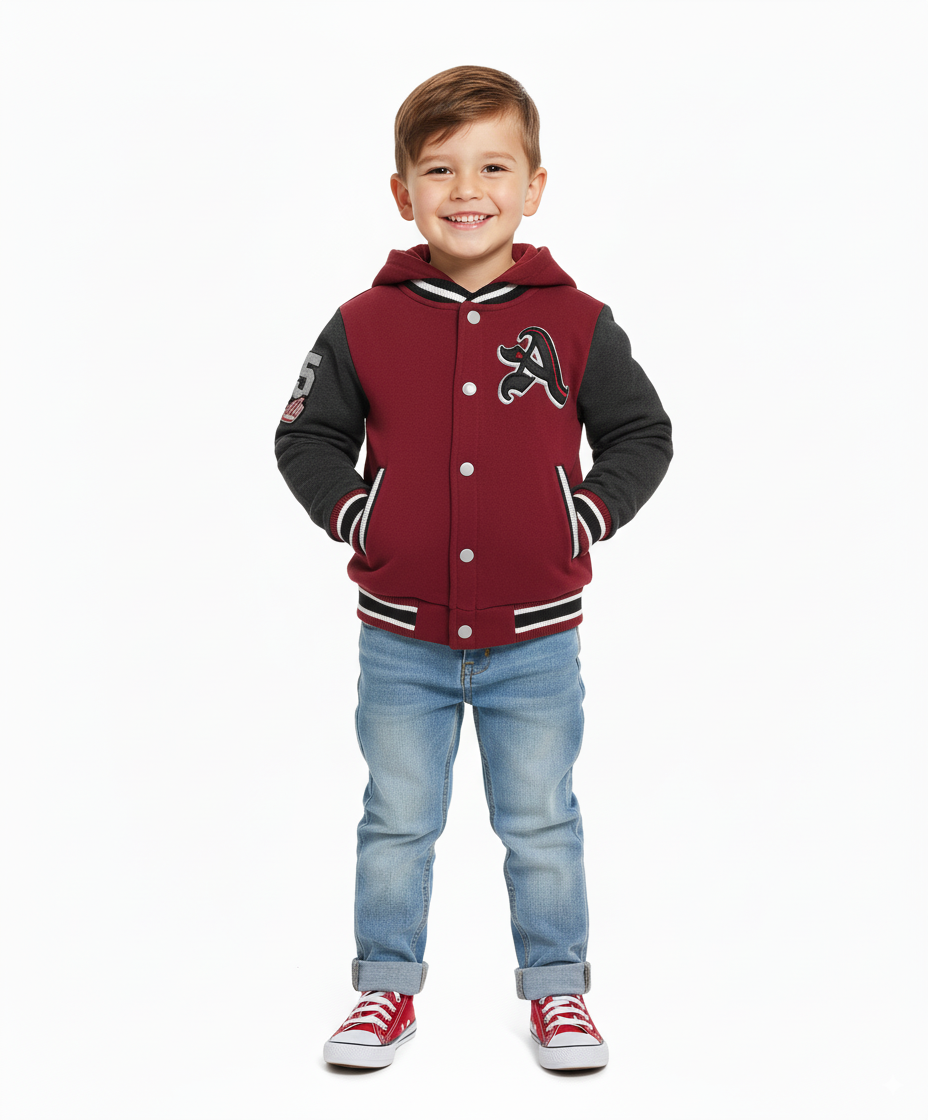 Unik - Wholesale Varsity/Baseball Jacket - Kids - Boys Varsity Jacket Casual Outerwear With Hoodie 2-41