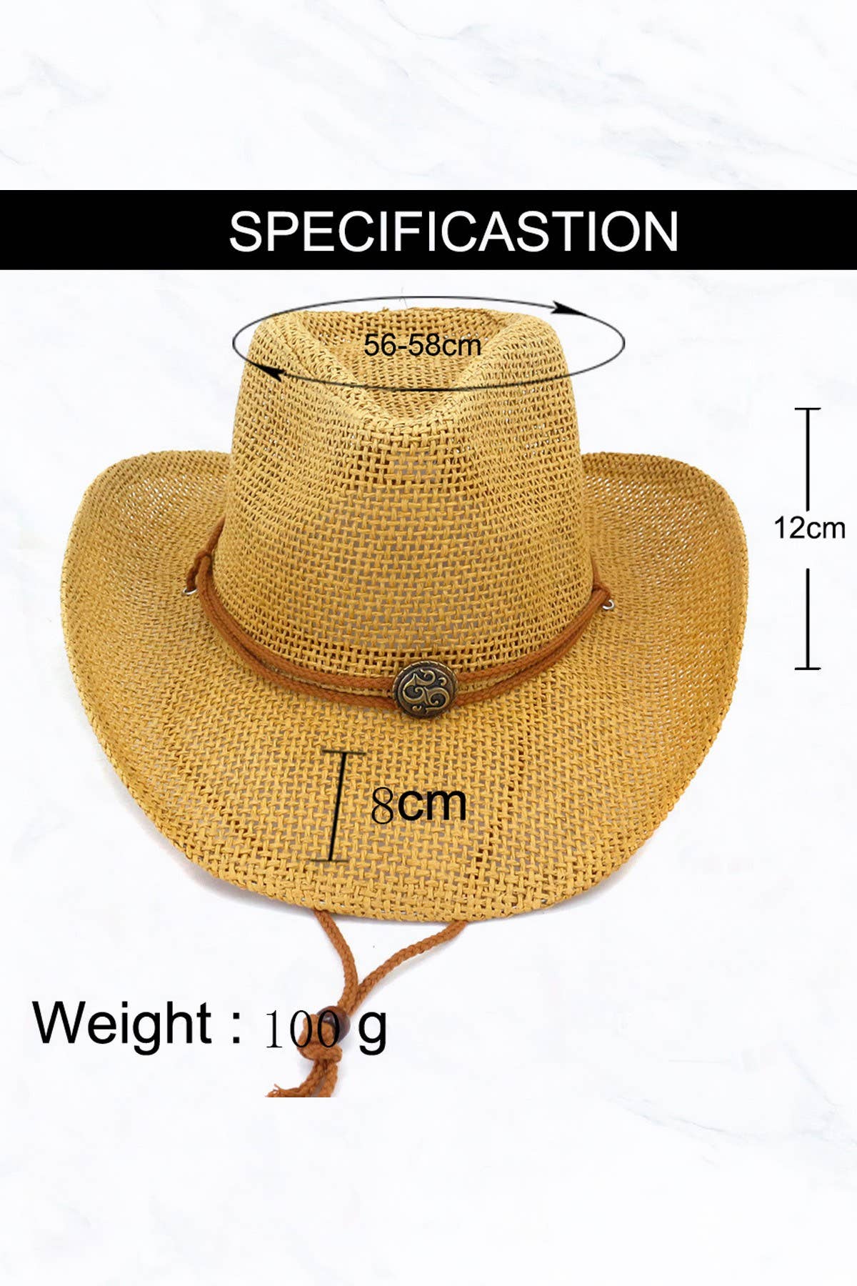 Suzie Q USA - Wholesale Straw Hat - Women's - New Western Cowboy Straw Hat5