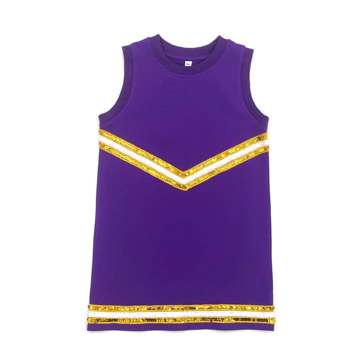 Blended Spirit Children’s Clothing – Engroshandel Kjole - Børn – Lilla & Guld Paillet Cheer Kjole0