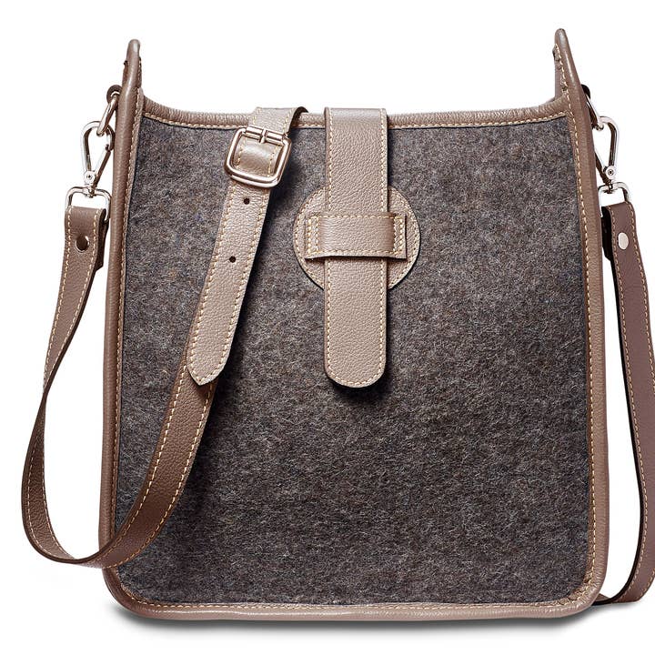 Bailey Umhängetasche - Wollmischung - Cognac Leder für den Großhandel von Modus Rio