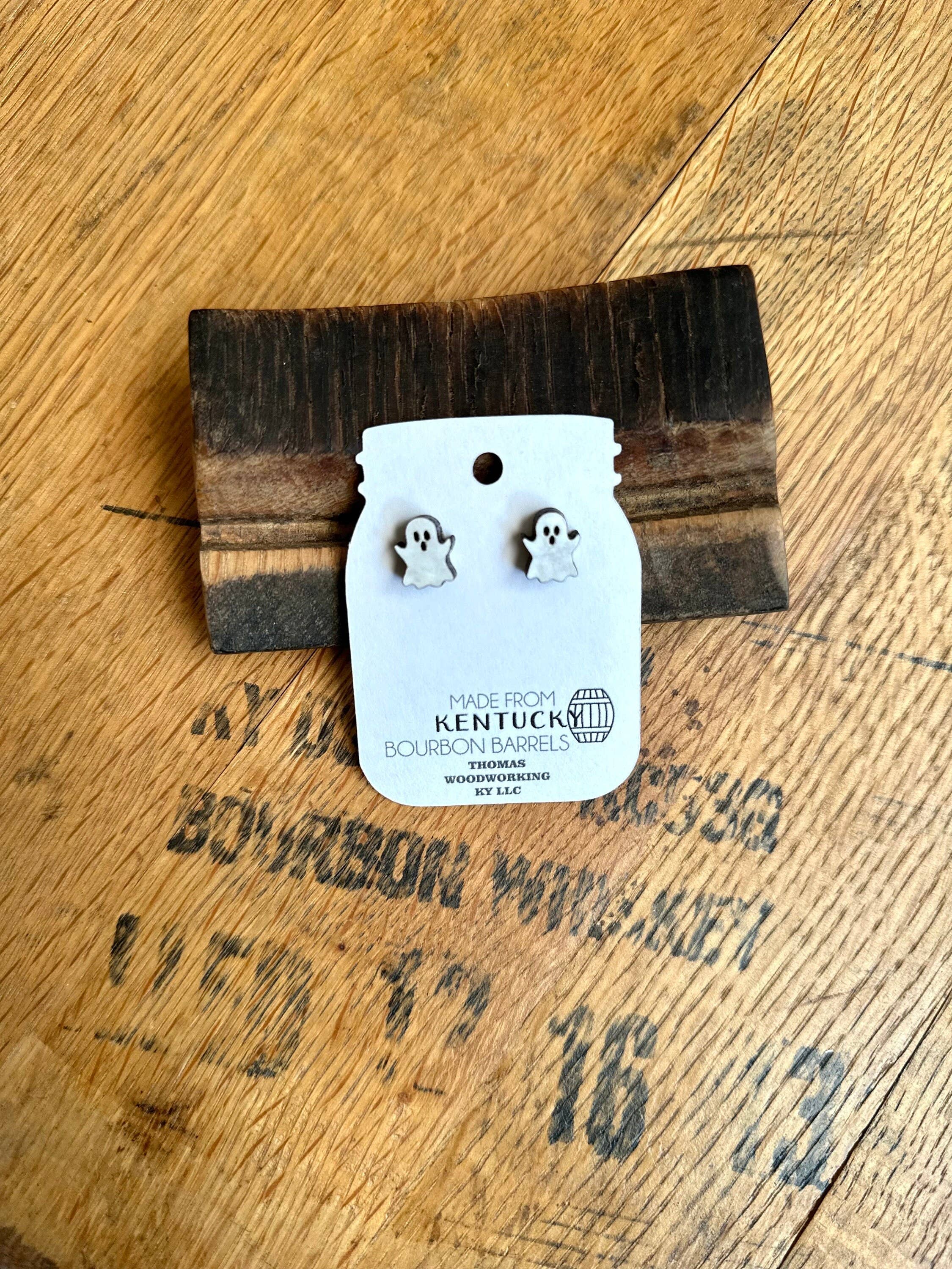 TWWKY - Wholesale Knopjes/oorstekers - Herwonnen Bourbon Barrel Ghost Stud-oorbellen6