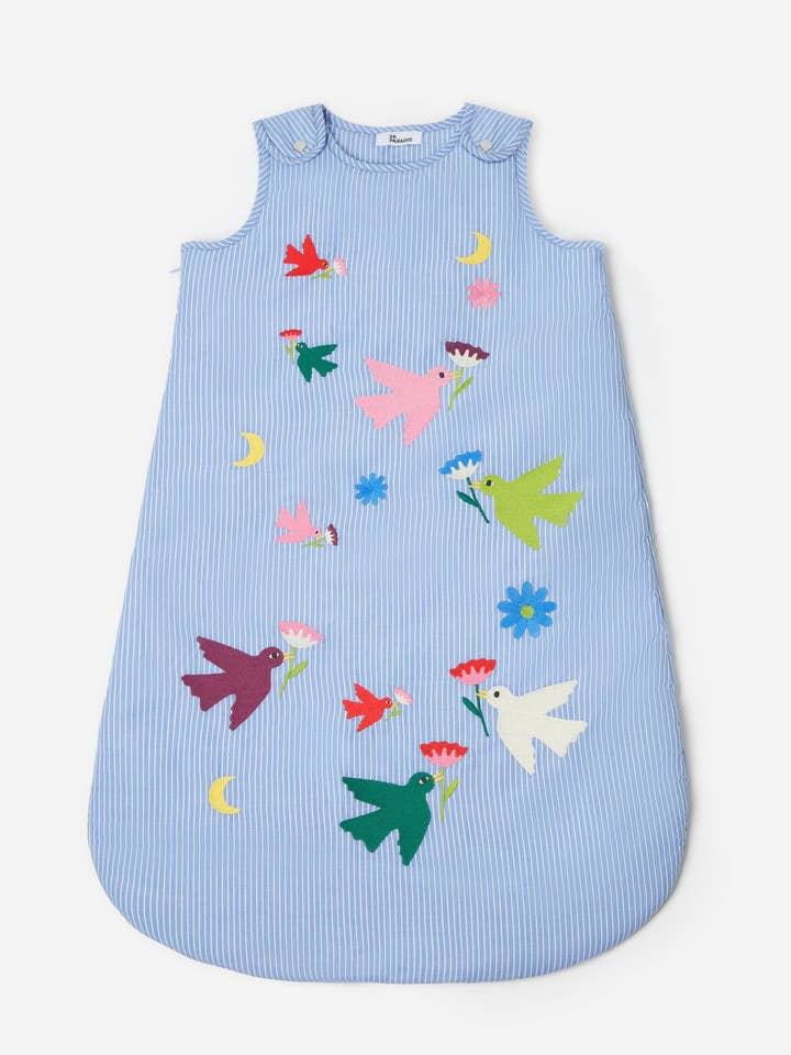 SACCO NANNA 6-18 MESI - COTONE RICAMATO MULTICOLORE UCCELLI per la vendita all'ingrosso da parte di 26 PARADIS