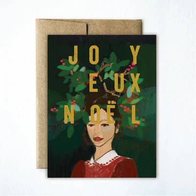 Foil Joyeux Wreath Girl - Boxed Set for wholesale by Ferme à Papier