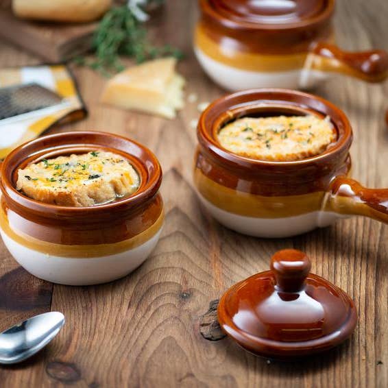 Kook - Wholesale Serve Bowl - Kook Puebla Ceramic French Onion Soup Crocks, Set of 4,15 oz