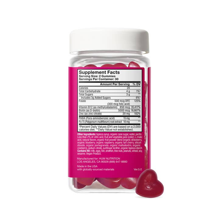 Hum Nutrition - Wholesale Oral Supplement/Vitamin - HAIR STRONG GUMMIES FOR GROWTH WITH BIOTIN, FO-TI, & PABA