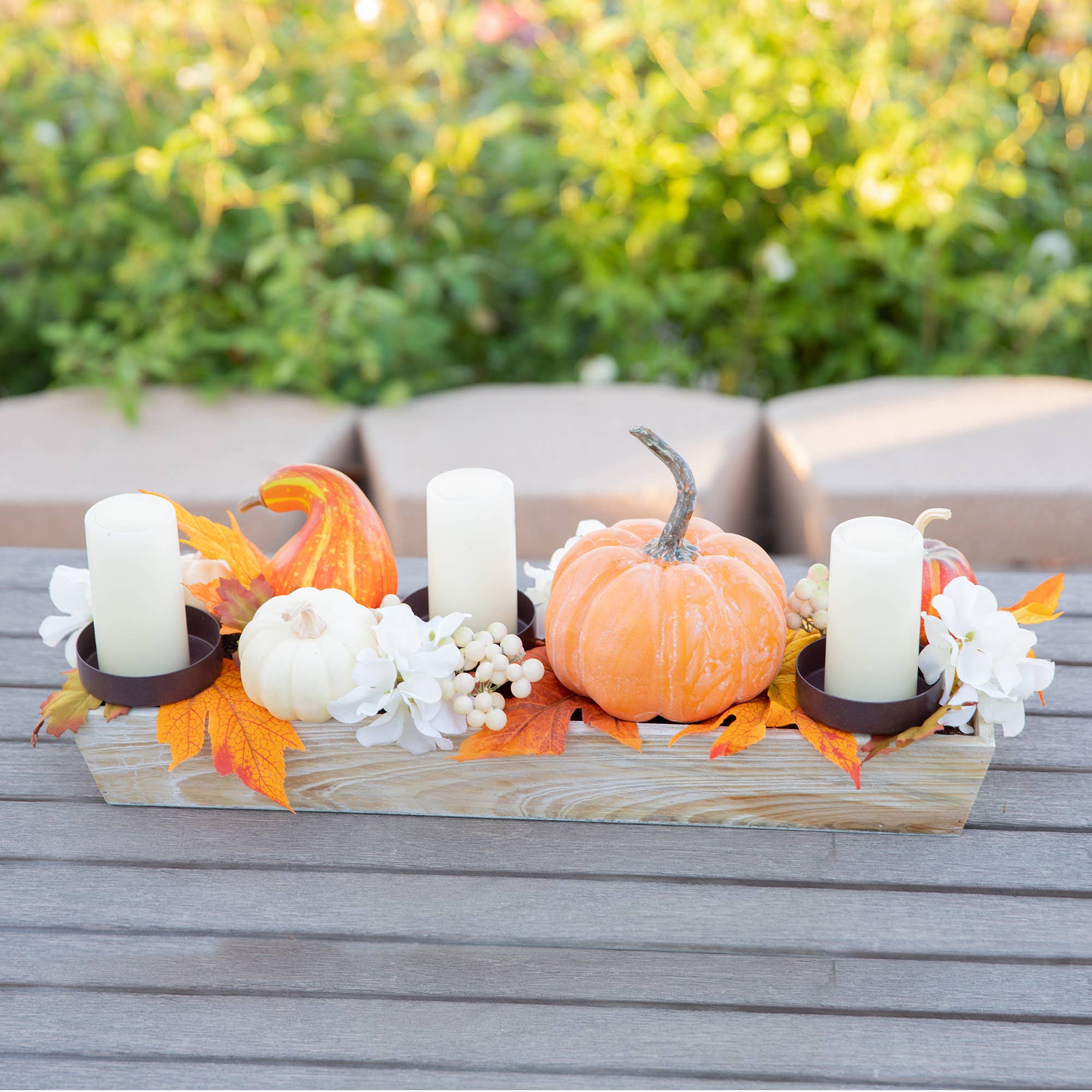 Flora Bunda Inc - Wholesale Candle Holder - Fall Harvest Pumpkin Candle Tray Centerpiece2