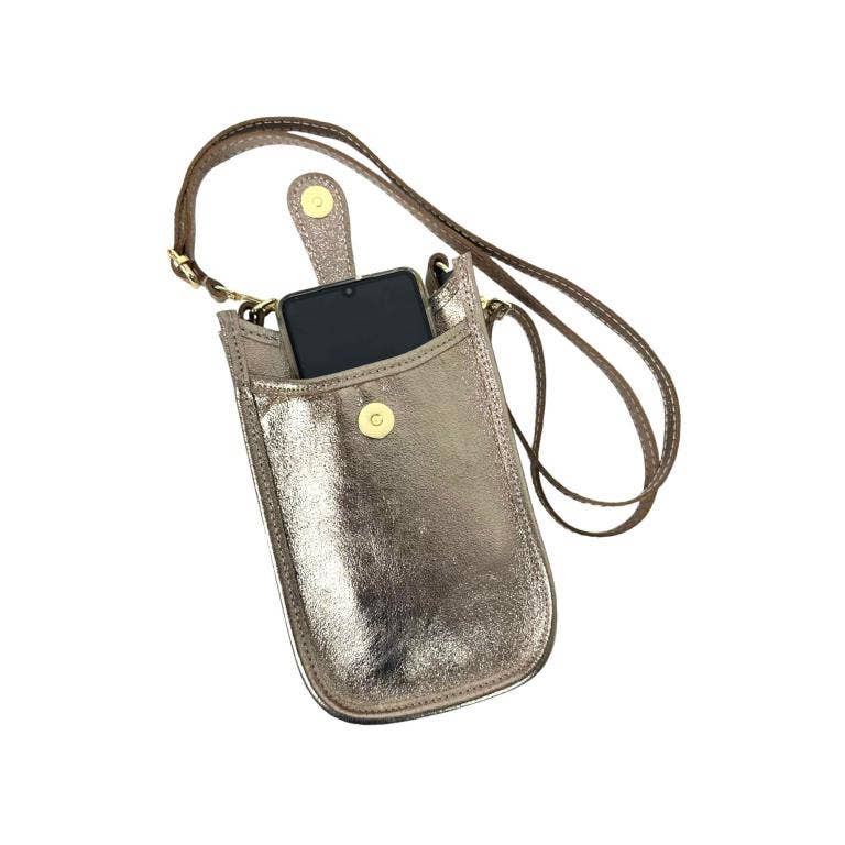 Chenson & Gorett - Vente Sac à bandoulière – femme - Sac à main métallique en cuir pour femme avec rabat bouton6