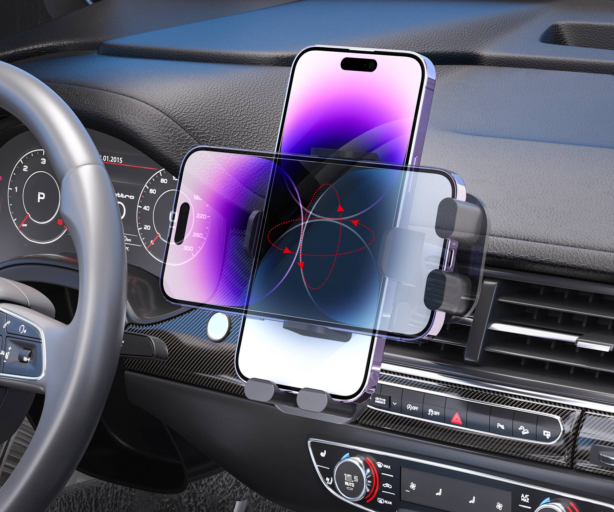 LAX Gadgets – wholesale Car Decorative Charm - Unisex – LAX Gravity Clear Cradle Car Vent Mount with Retail Pack6