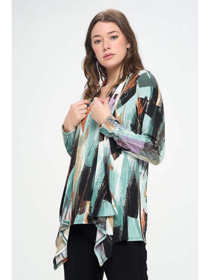 Jostar - Wholesale Jacket - Women's - BNS Brush Strokes Print Mid Cut Jacket - 428BN-LRP1-W379