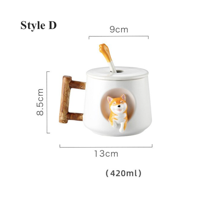 Homerely (We Cover All Import Duties) - Wholesale Coffee Mug - Shiba Inu Mug With Lid & Spoon3