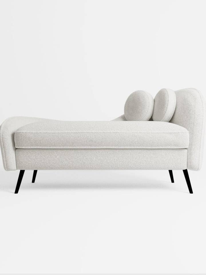 Méridienne effet laine bouclée, pieds métal noir, Mila pour la vente par Potiron