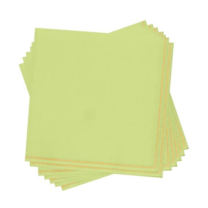 Lime with Gold Stripe Lunch Napkins | 20 Napkins for wholesale by Luxe Party