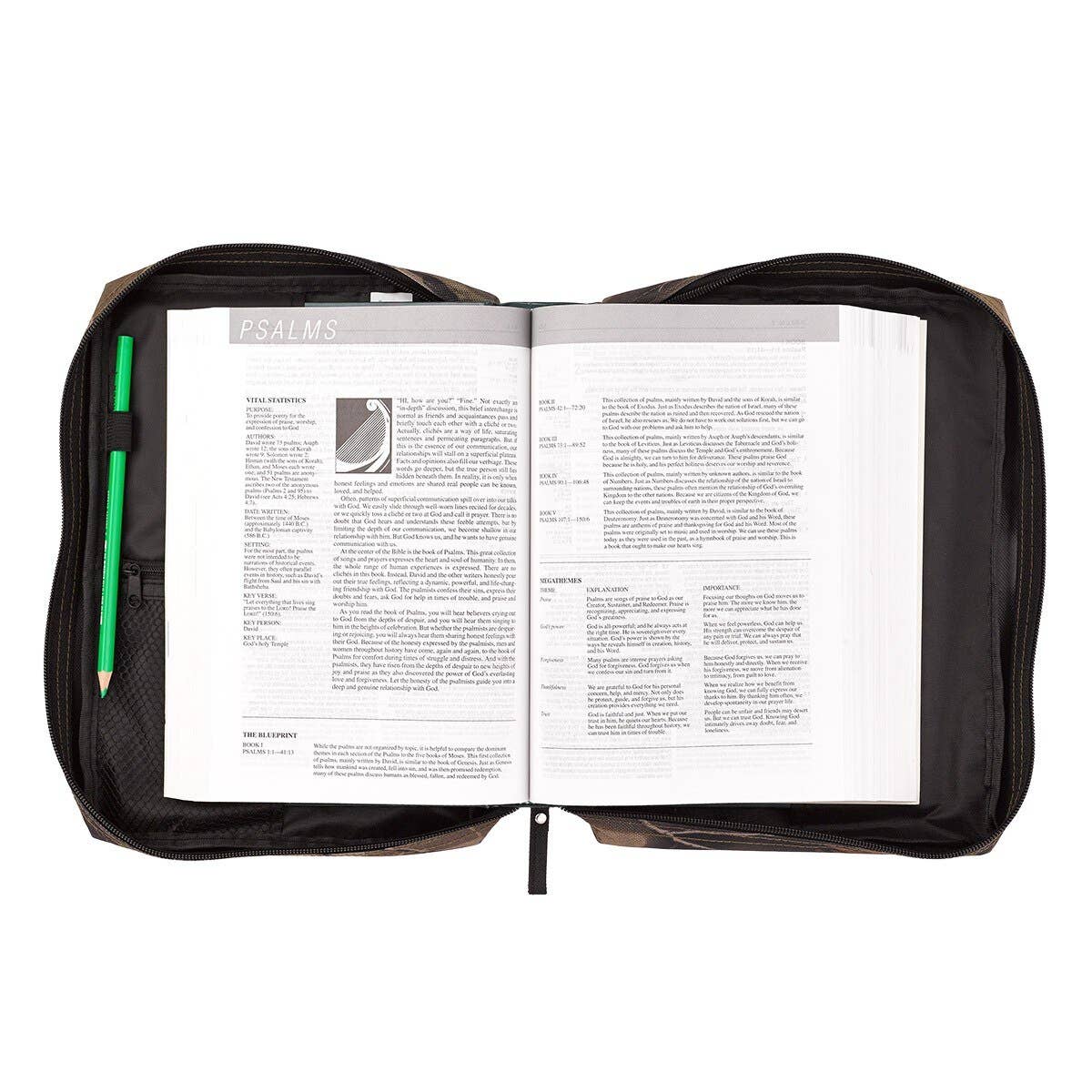 Christian Art Gifts - Wholesale Bible Cover - Bible Cover Organizer Camouflage Stand Firm 1 Cor 16:133