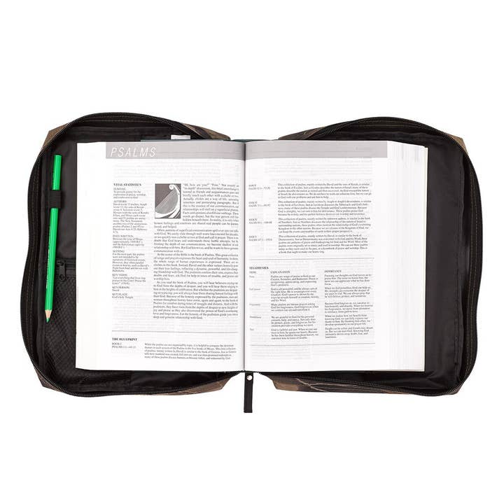 Christian Art Gifts - Wholesale Bible Cover - Bible Cover Organizer Camouflage Stand Firm 1 Cor 16:133