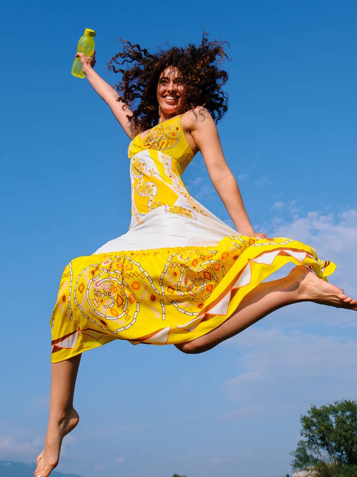 Robe d'été jaune, Robe de vacances bohème, Robe d'été bohème pour la vente par JOLLIA