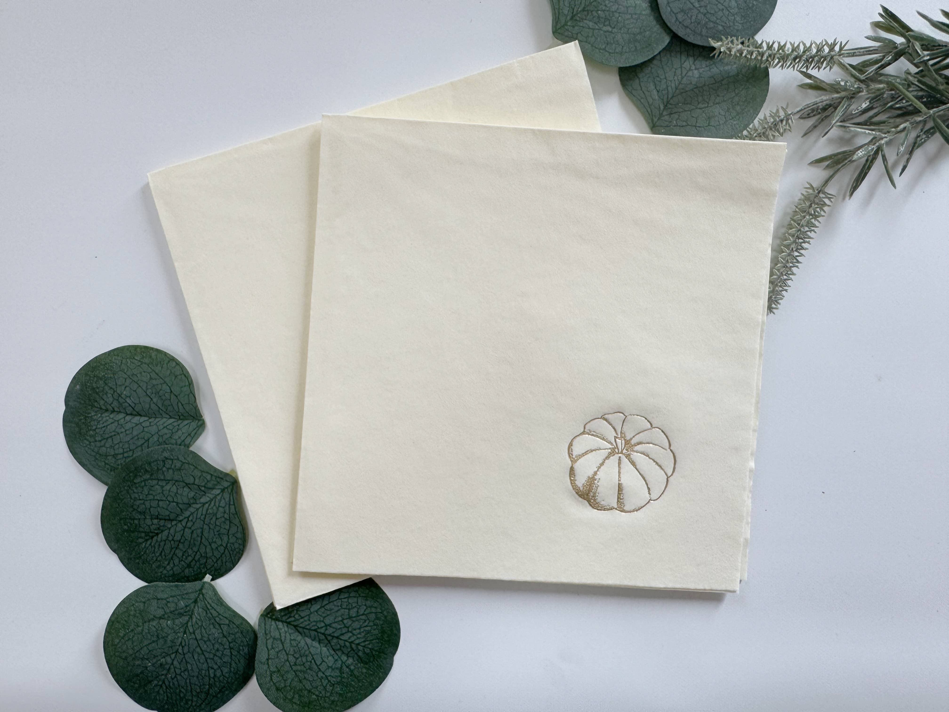 EnFete, LLC - Wholesale Disposable Napkin - Cream Pumpkin - Fall Thanksgiving Luncheon Napkins0
