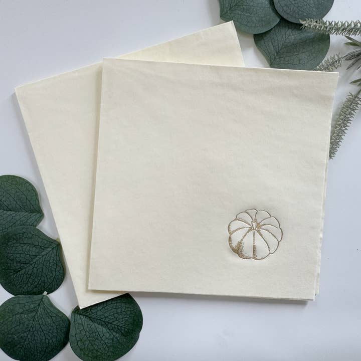 EnFete, LLC - Wholesale Disposable Napkin - Cream Pumpkin - Fall Thanksgiving Luncheon Napkins