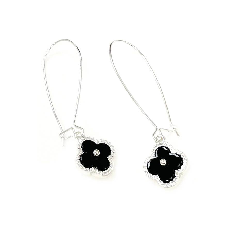 StarryNYC - Wholesale Dangle Earrings - Mother of Pearl Clover Charm Kidney Wire Dangle Earrings0