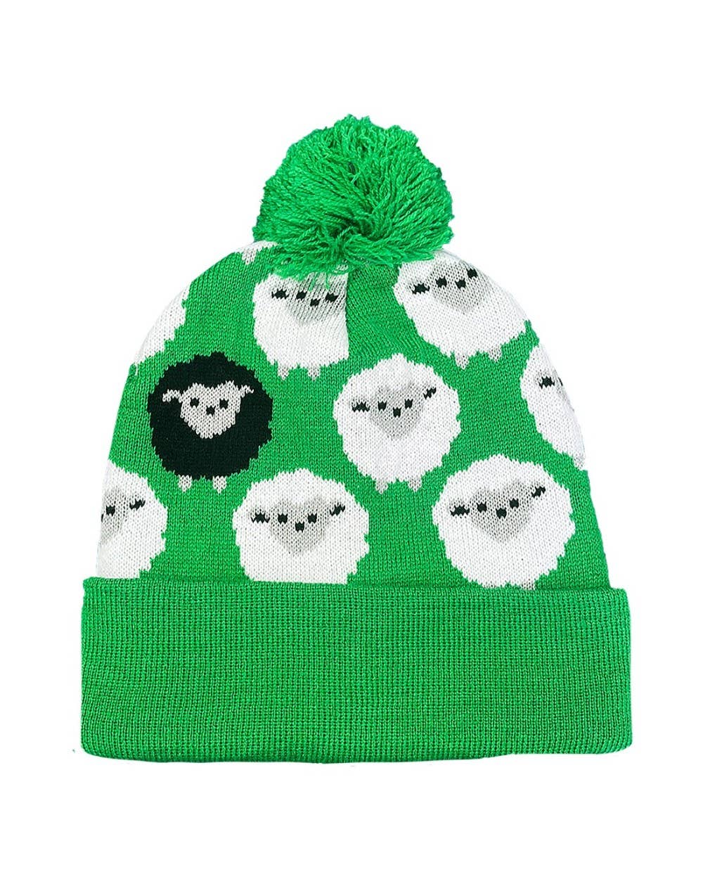 Dublin Gift Company - Wholesale Beanie - Kids - Green All-Over Sheep Kids Knit Hat