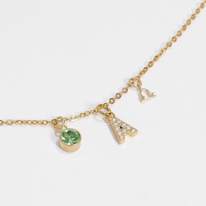 WJW - Wholesale Individual Charm/Pendant - Gold Pavé Set CZ Initial Letter Charms3