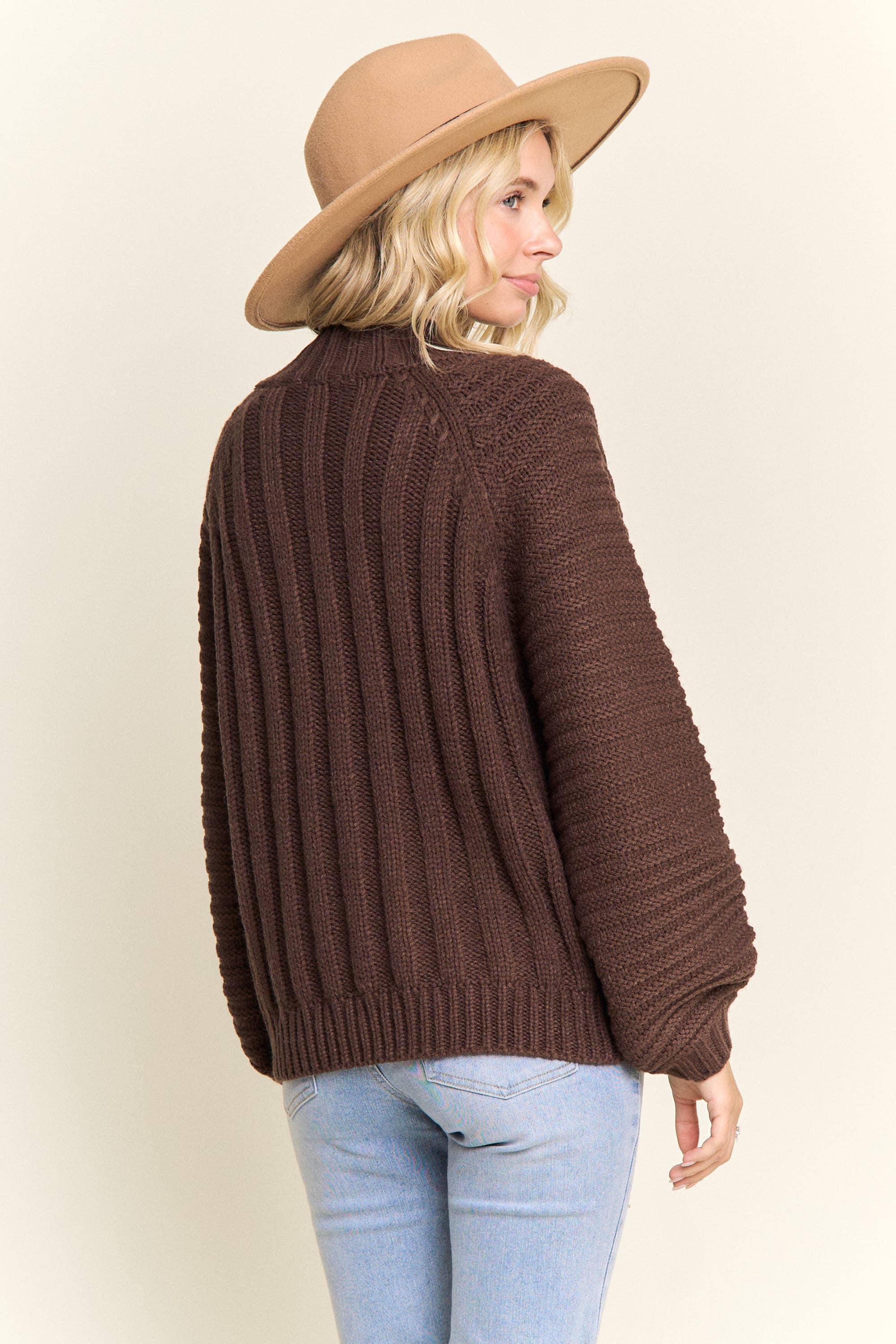 Madelyn - Vente Pull en maille – femme - LESW4173-PULL À COL MONTANT EN MAILLE CÂBLÉE4