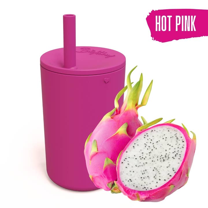 Brightberry – Großhandel Trinkglas/Tasse – Kind & Baby – Smoothiebecher für Kinder, Schnabelbecher mit Strohhalm, Riberry Pink