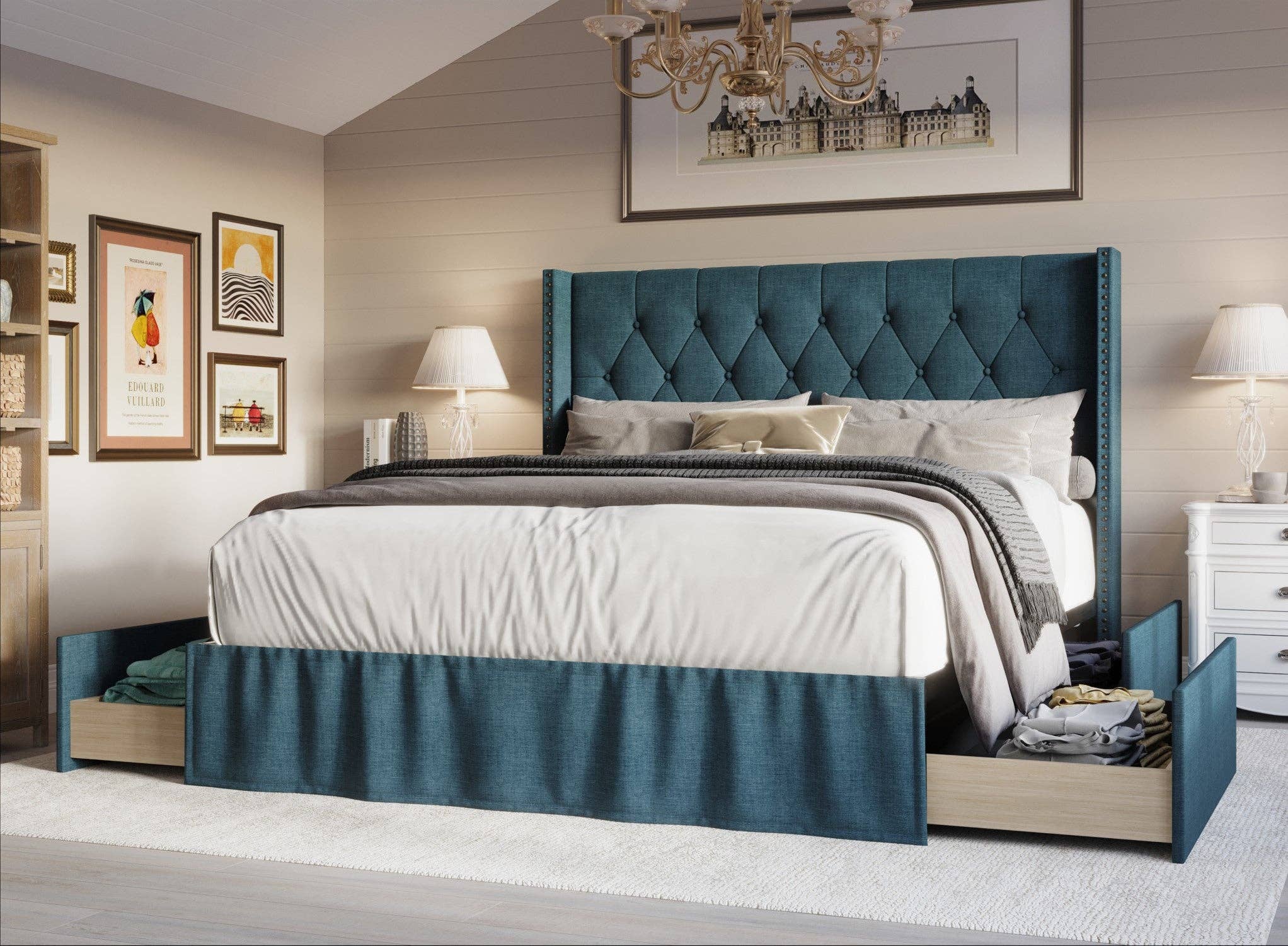 Home Design - Wholesale Bed - Home Design Andrea Upholstered Storage Panel Bed Frame3