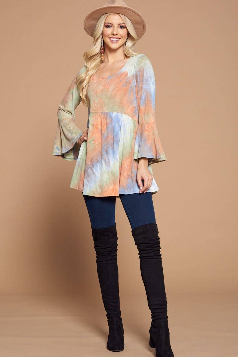 Emerald Collection – Engroshandel Tunika - Dame – ETK-8224 Tie Die Babydoll Tunika Top4