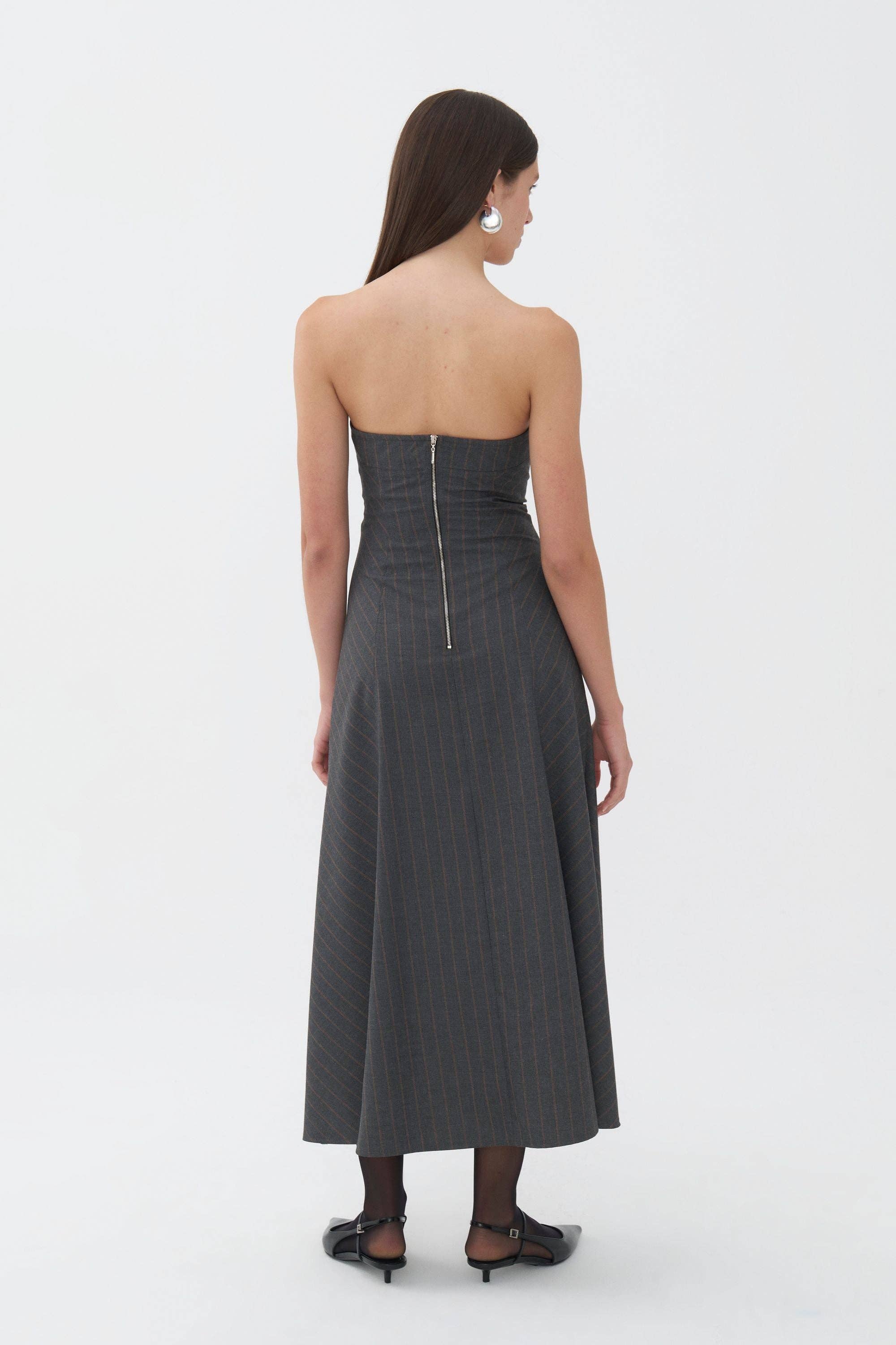 Gray Strapless Maxi Dress for wholesale on Faire2