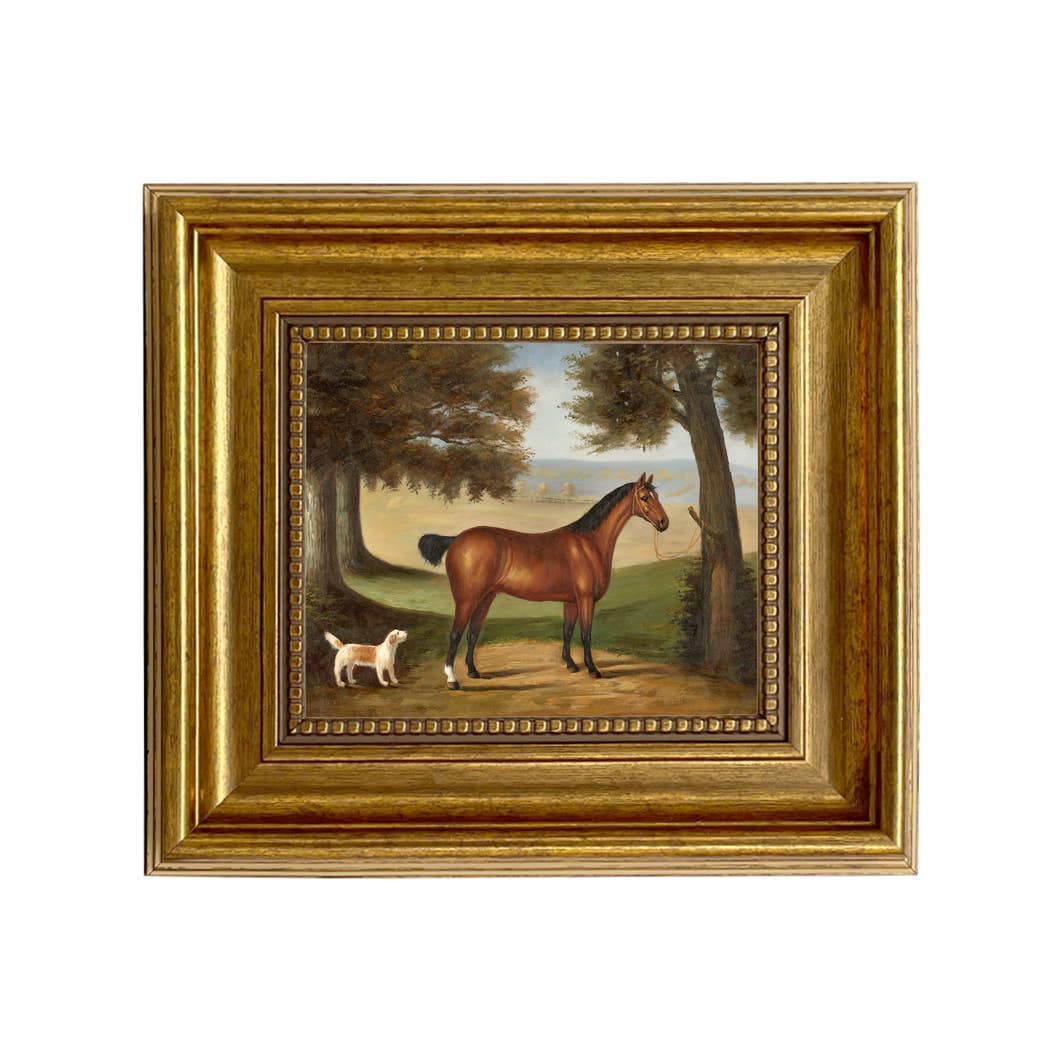 Madison Bay Co. - Historical Home Decor Reproductions - Wholesale Art Print - Horse and Dog in Landscape Vintage Painting Print on Canvas0
