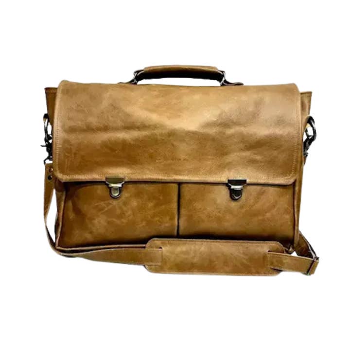 Leather Messenger Bag, Large Size - The Parker for wholesale by Designed For Joy