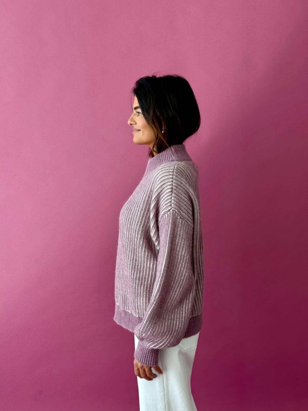 MindTraveler - Wholesale Knit Sweater - Women's - Emma Jersey Mauve and Beige2