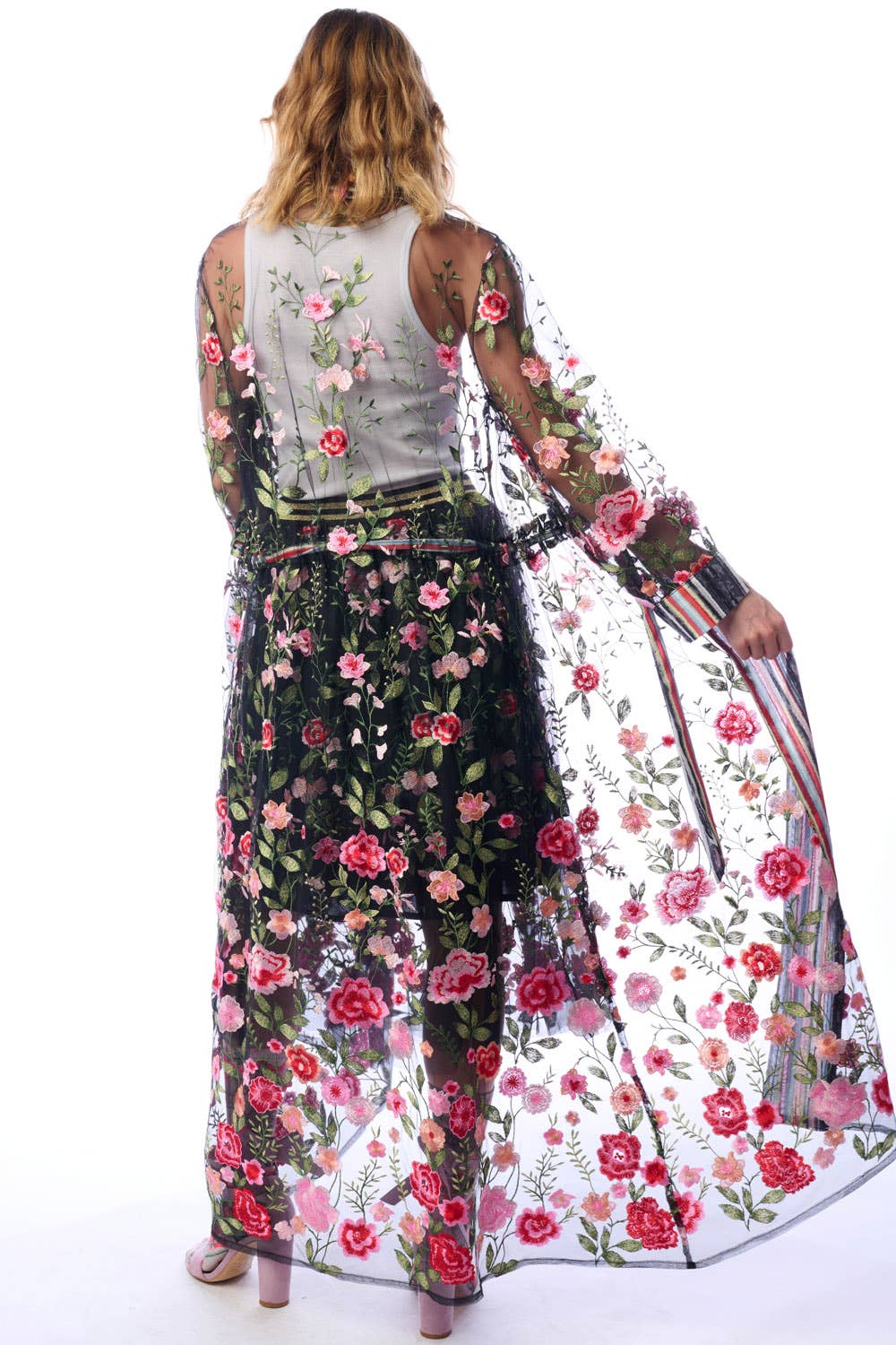 Aratta | Women's Fashion - Wholesale Kimono - Women's - Dark Rose Embroidered Duster1