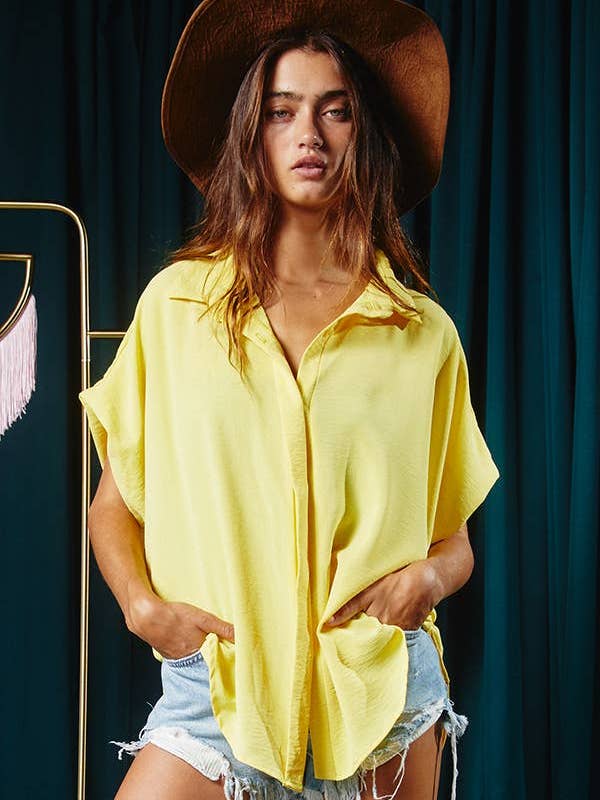 Lime T1702 Short Dolman Sleeve Oversized Shirt for wholesale on Faire