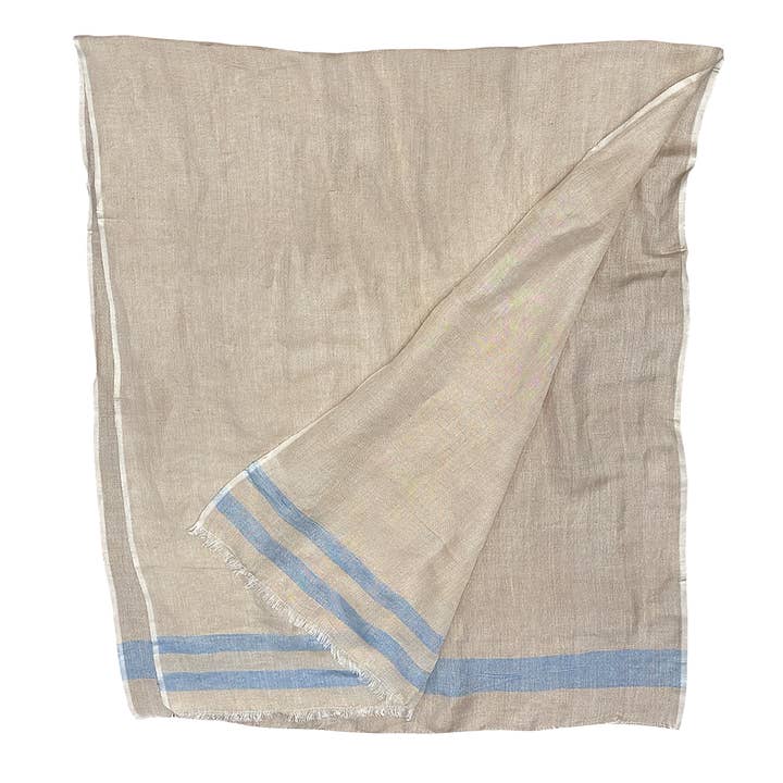 Chloe & Lex - Wholesale Scarf - Women's - Pure Linen with Fresh Stripes Lightweight Scarf for Women7