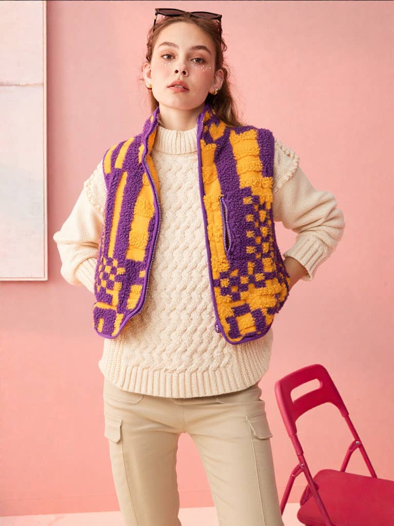 VERY J – Engroshandel Vest - Dame – NJ90128-trykt sød fleece vest0