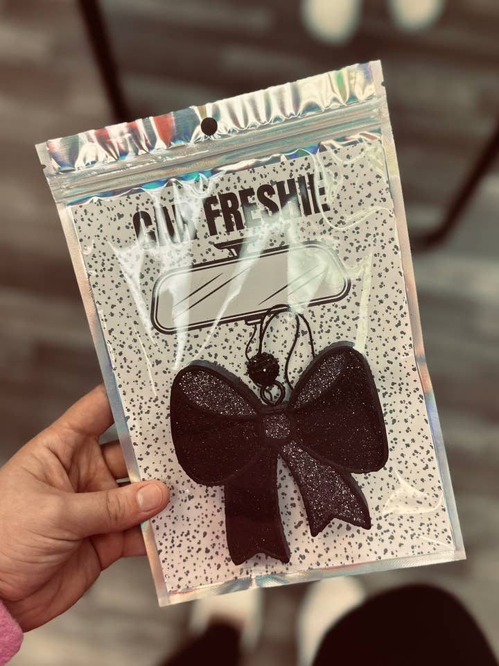 Bow (Black + Gray) || Car Freshie for wholesale by Rustic Wagon Wholesale