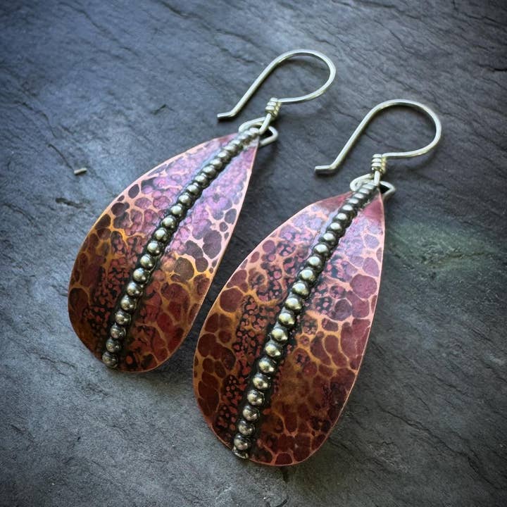 Petals in Oxidized Copper for wholesale by Raegan Hough Metalsmith