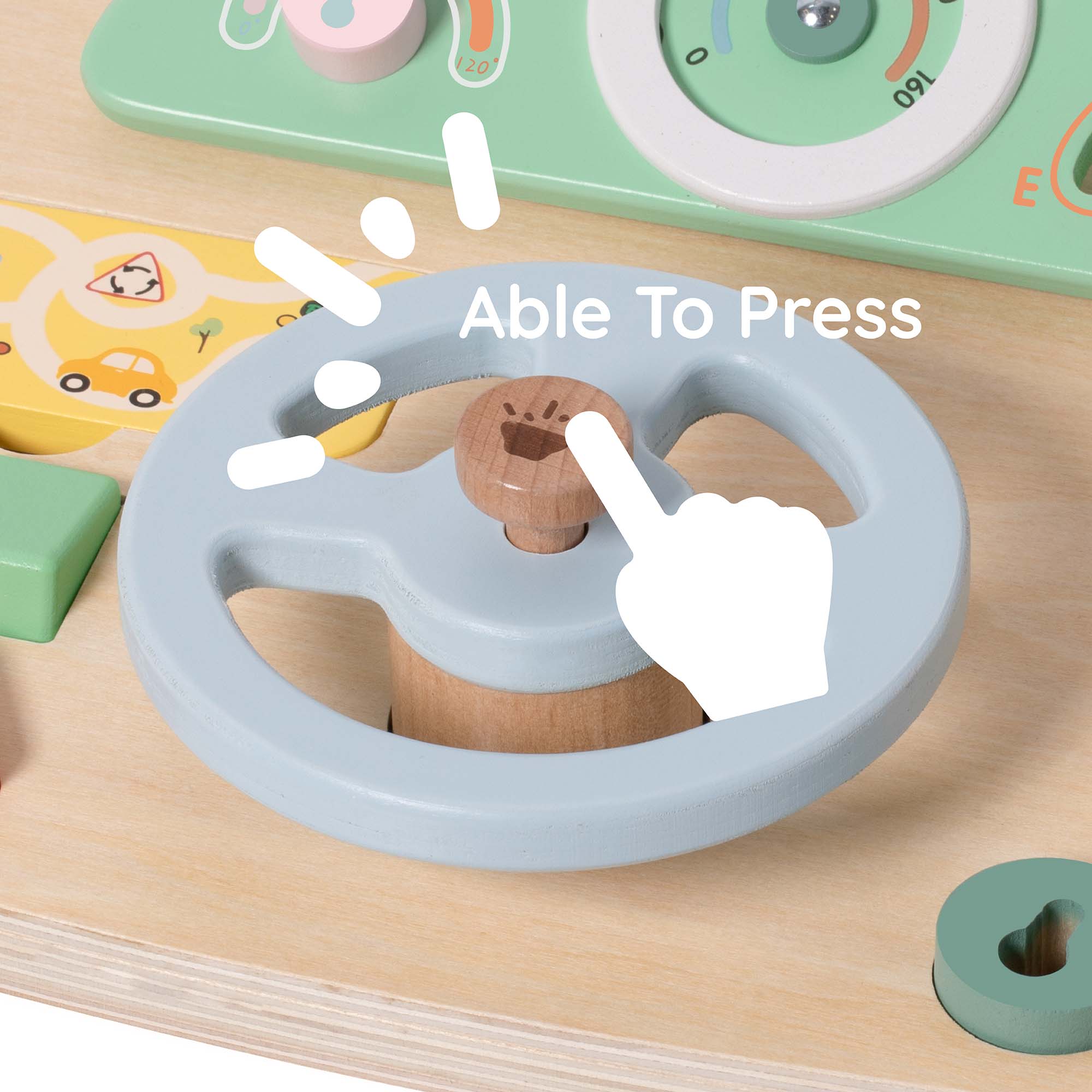 Hippychick - Vente Lot de jouets – enfant - Volant multifonction en bois FSC Classic World1