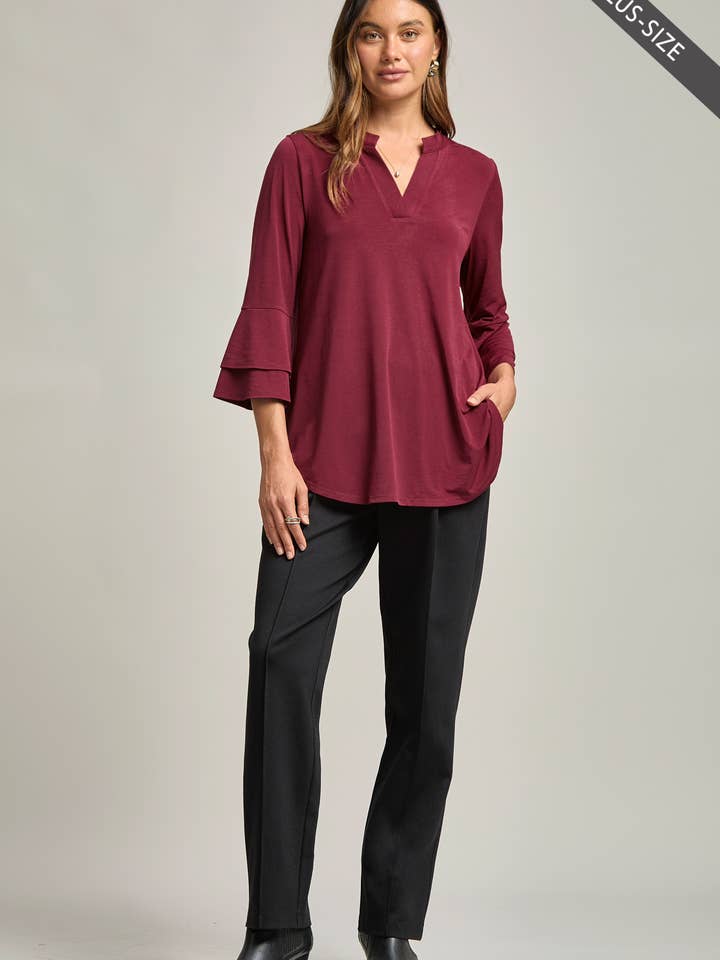 Dear Scarlett - Wholesale Tunic - Women's - PLUS SIZE Solid Color Belled Lizzy Top9