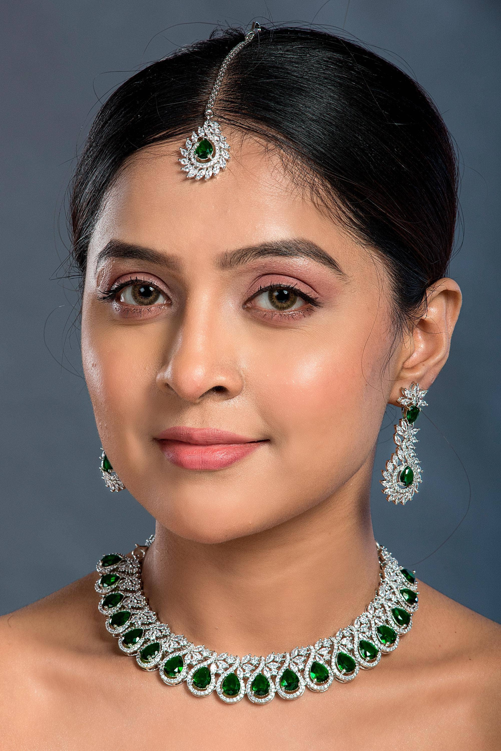 Vastrabhushan - Wholesale Jewelry Set - Emerald Green American Diamond Bridal Jewelry Set1