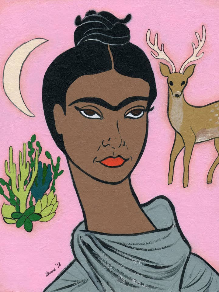 Frida - Deer - Moon Signed Print for wholesale by Amanda Laurel Atkins Art + Illustration