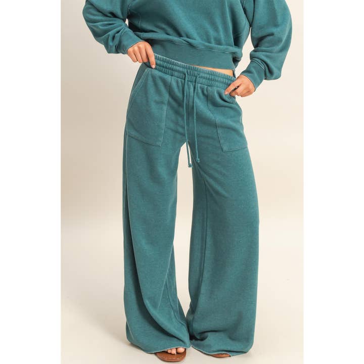 Burnout French Terry Wide-Leg Pants for wholesale by Double Zero