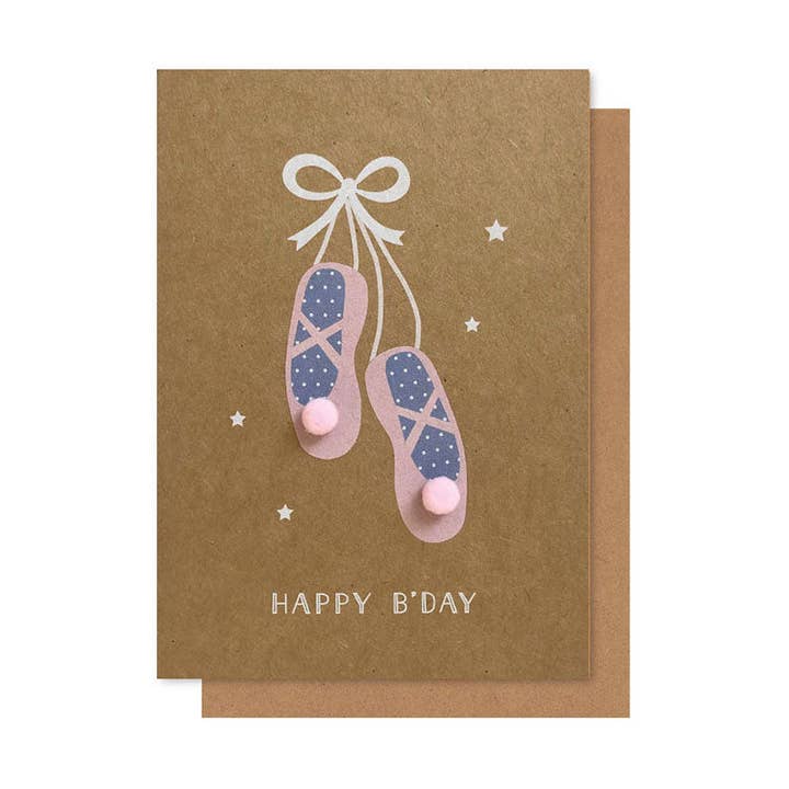 BALLET SHOES POM POM CARD for wholesale by Elly Oak